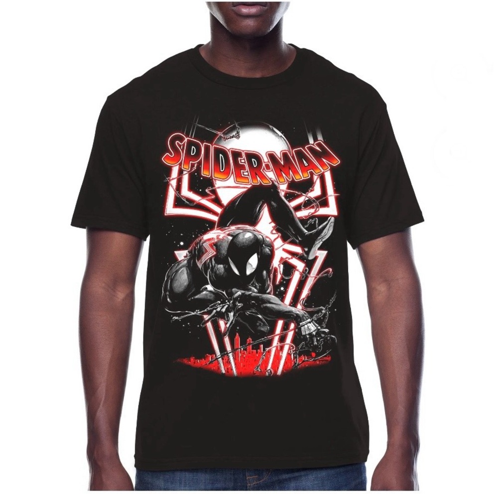 Marvel Spider-Man, Men's Graphic Crew Neck T-Shirt, Black Suit Swing Alt Size XL